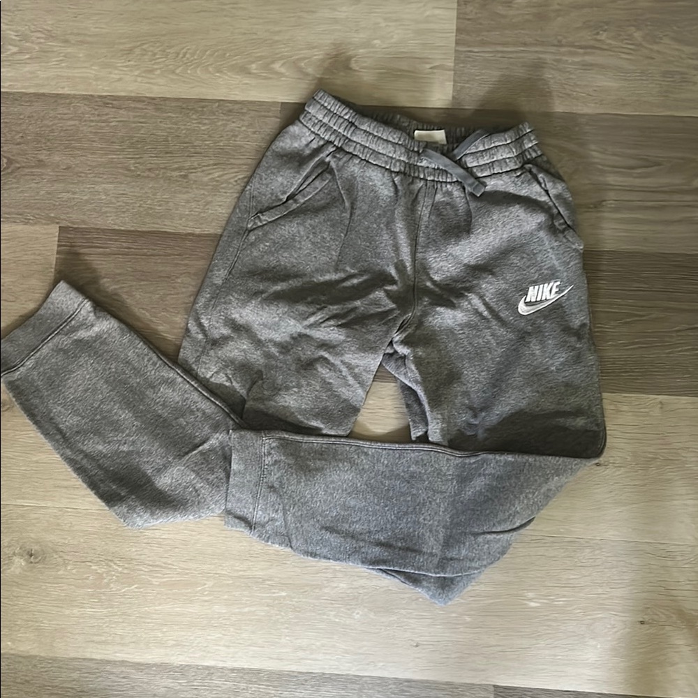 Nike Gray Sweatpants with Elastic Cuffs and Drawstring